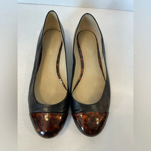 Naturalizer N5 Comfort Black Animal Print Toe Leather Flat Shoes Size 8 M